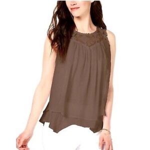 Style & Co Lace Trim Sleeveless Swing Tank Top